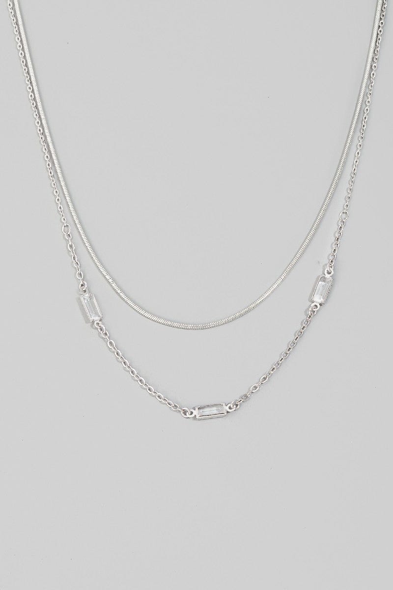 fame accessories Jewelry - Necklaces Two Row Layered Chain Necklace In Silver