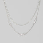 Two Row Layered Chain Necklace In Silver - Infinity Raine