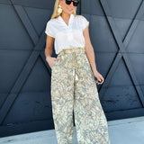 Palazzo Floral Pants In Olive - Infinity Raine