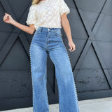 Pearl Stud High Rise Wide Jeans - Infinity Raine