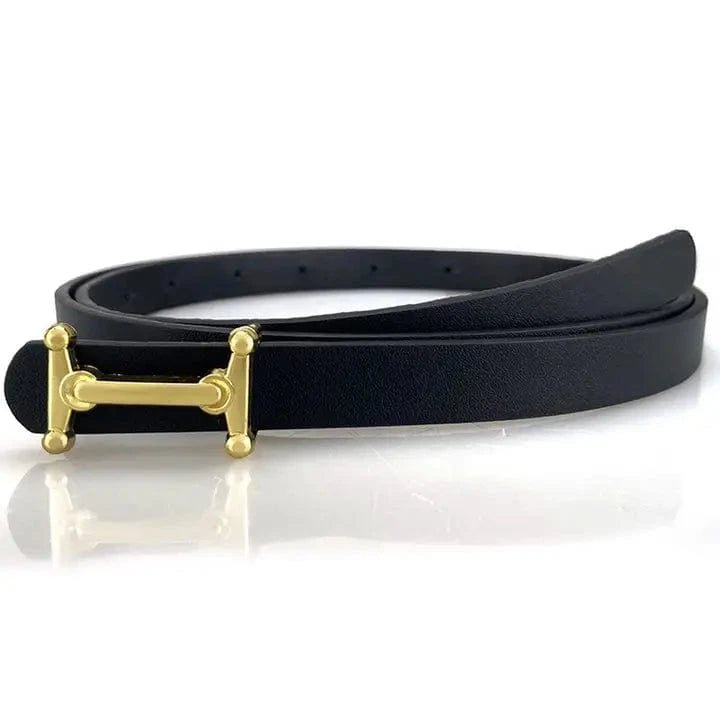 Faux Leather Mini Gold Buckle Fashion Belt - Infinity Raine