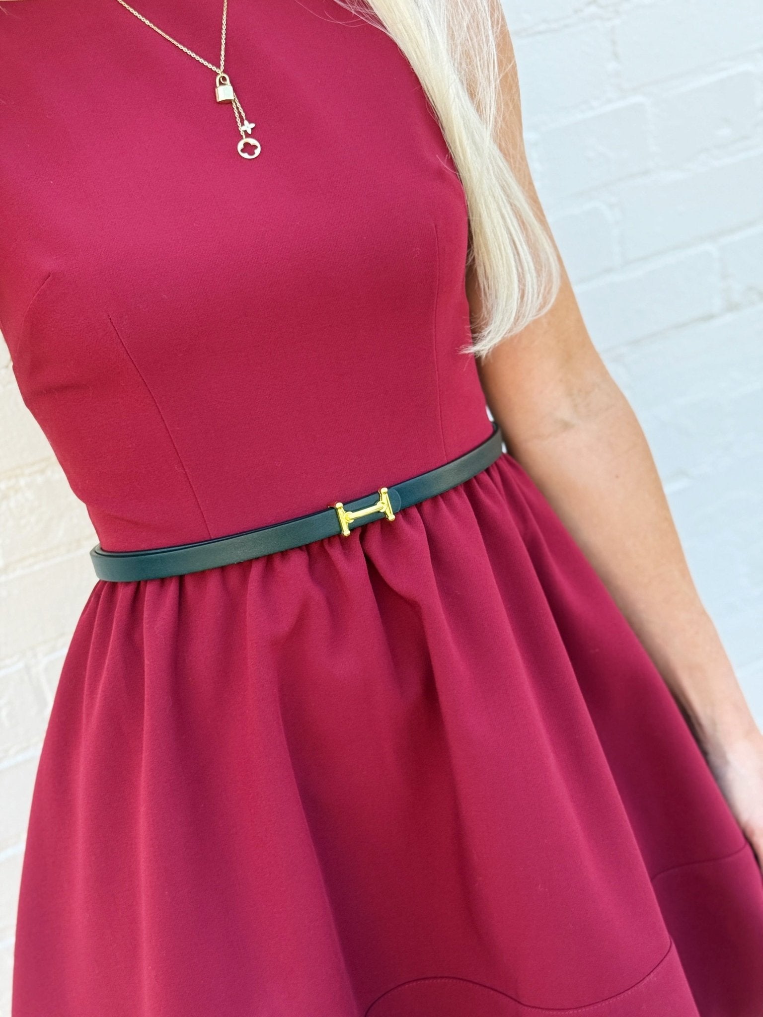 Faux Leather Mini Gold Buckle Fashion Belt - Infinity Raine