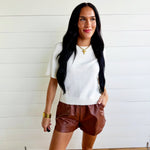 Faux Leather Shorts In Chestnut - Infinity Raine