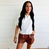 Faux Leather Shorts In Chestnut - Infinity Raine