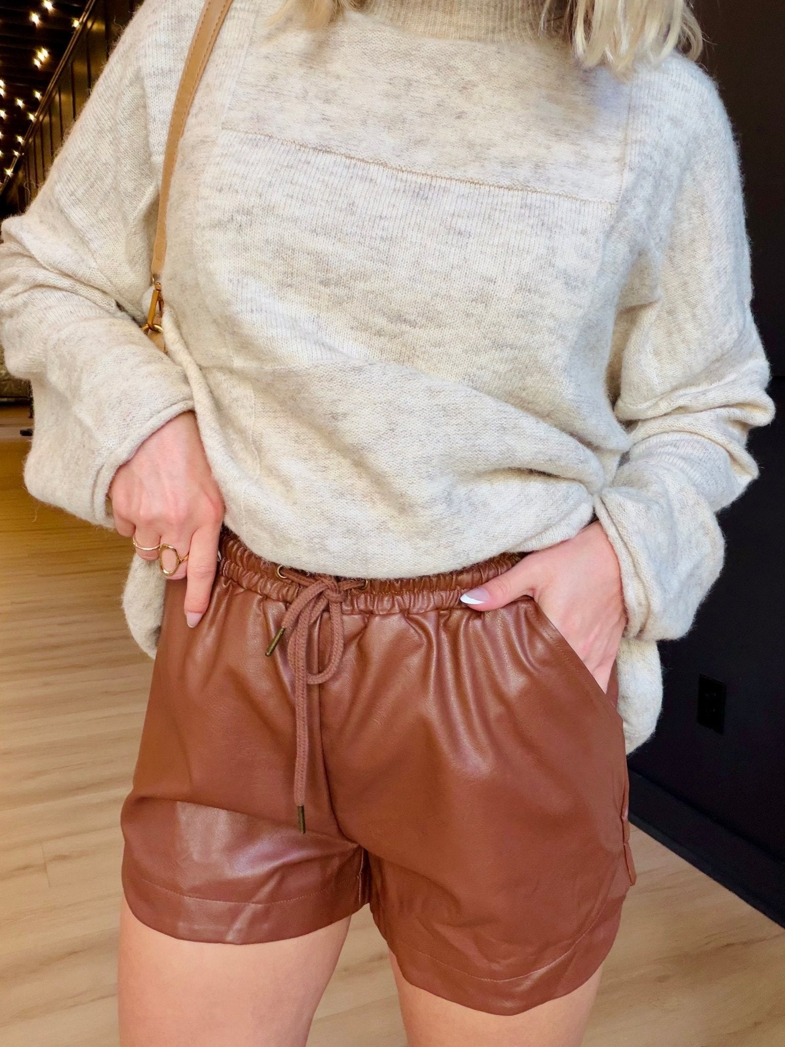 Faux Leather Shorts In Chestnut - Infinity Raine