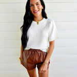 Faux Leather Shorts In Chestnut - Infinity Raine
