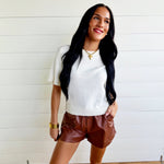 Faux Leather Shorts In Chestnut - Infinity Raine
