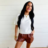 Faux Leather Shorts In Chestnut - Infinity Raine