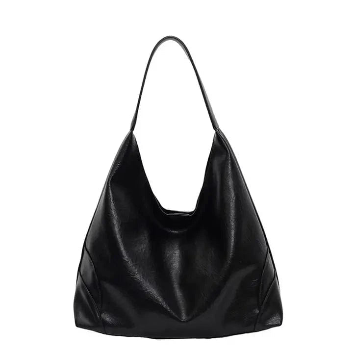 Faux Leather Slouch Bag In Black - Infinity Raine