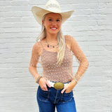 Faux Pearls Mesh Top In Nude - Infinity Raine