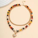 Multi Layer Pendant Resin Beaded Heart Necklace - Infinity Raine