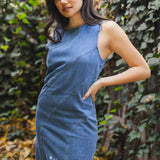 Fireplace Denim Dress In Medium Blue - Infinity Raine