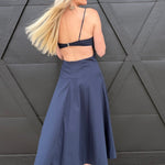 Fit and Flare Midi Dress In Navy - Infinity Raine