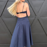 Fit and Flare Midi Dress In Navy - Infinity Raine