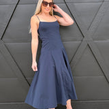 Fit and Flare Midi Dress In Navy - Infinity Raine