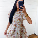 Floral Burnout Jacquard Short Flutter Sleeve Mini Dress In Ivory - Infinity Raine