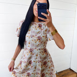 Floral Burnout Jacquard Short Flutter Sleeve Mini Dress In Ivory - Infinity Raine