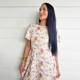 Floral Burnout Jacquard Short Flutter Sleeve Mini Dress In Ivory - Infinity Raine