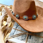 Floral Concho Western Cowboy Hat In Brown Suede - Infinity Raine