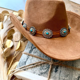 Floral Concho Western Cowboy Hat In Brown Suede - Infinity Raine