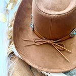 Floral Concho Western Cowboy Hat In Brown Suede - Infinity Raine