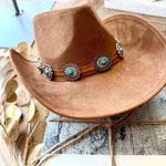 Floral Concho Western Cowboy Hat In Brown Suede - Infinity Raine