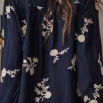 Floral Detail Button-Up Blouse In Blue - Infinity Raine