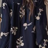 Floral Detail Button-Up Blouse In Blue - Infinity Raine