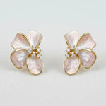 Floral Enamel Drop Earrings with Sparkling Accents - Infinity Raine
