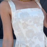 Floral Jacquard Pattern Sleeveless Midi Dress In Natural - Infinity Raine