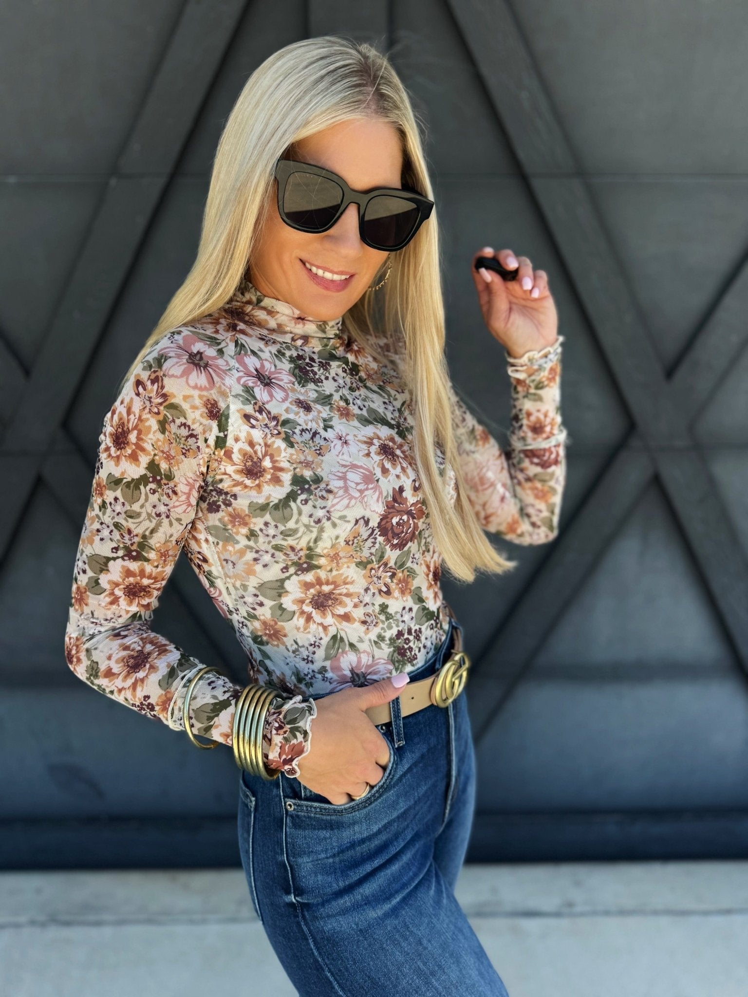 Floral Mesh Top In Cream - Infinity Raine