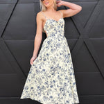 Floral Midi Dress In Navy - Infinity Raine