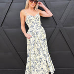 Floral Midi Dress In Navy - Infinity Raine