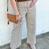 Floral Print Cropped Pants In Stone Brown - Infinity Raine
