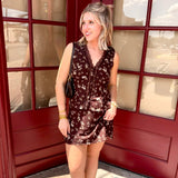 Floral Print Elastic Lace Trim Mini Skirt In Brown - Infinity Raine