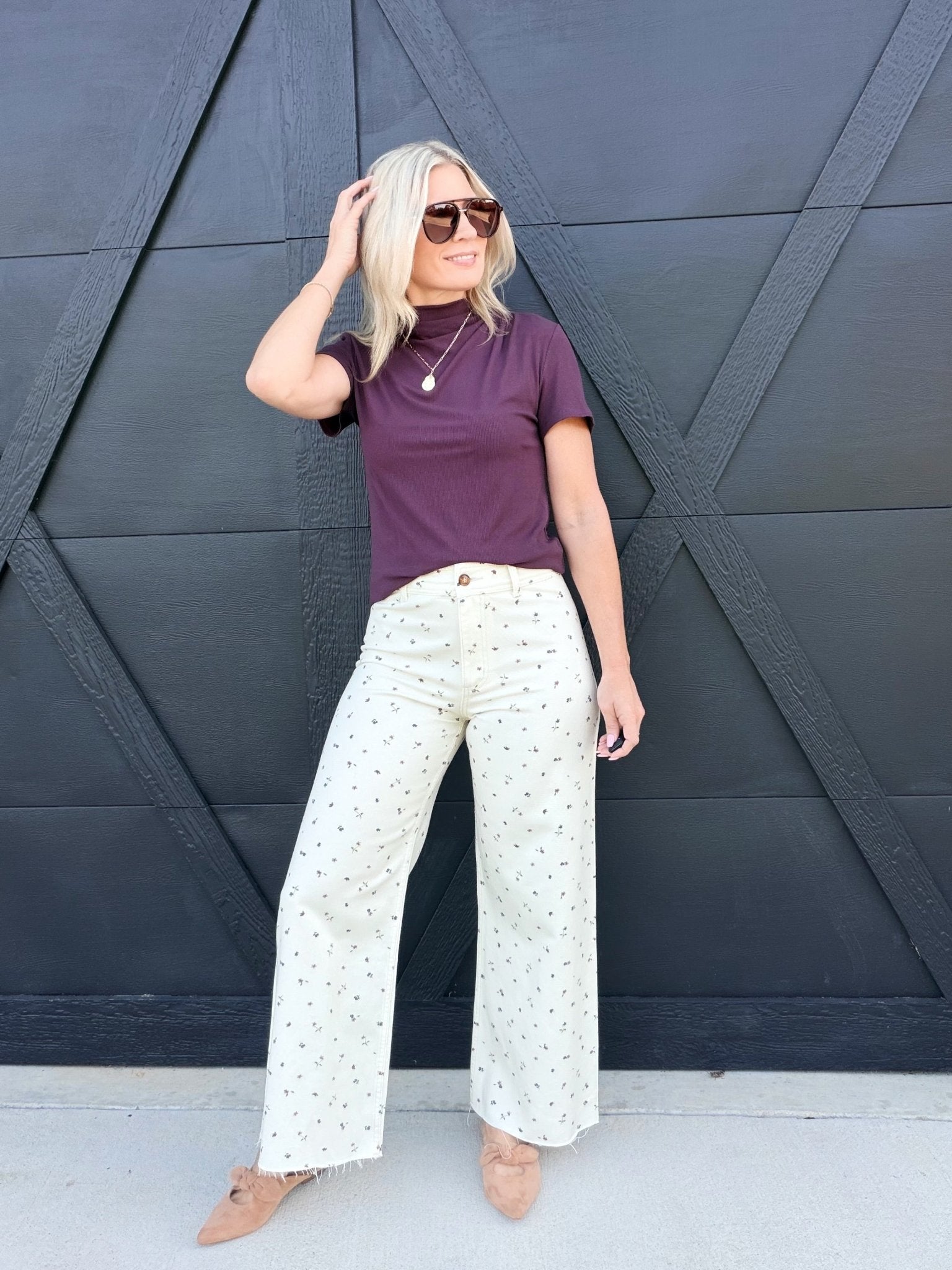 Floral Print Stretch Pants - Infinity Raine
