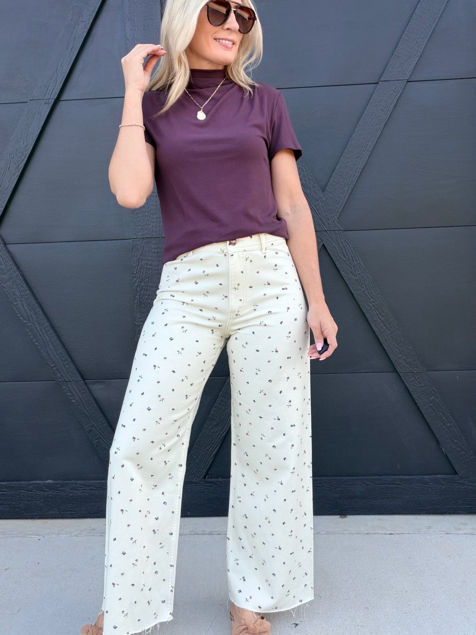 Floral Print Stretch Pants - Infinity Raine