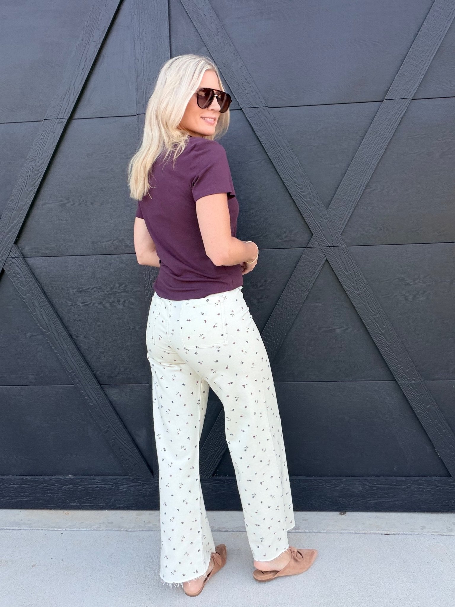 Floral Print Stretch Pants - Infinity Raine