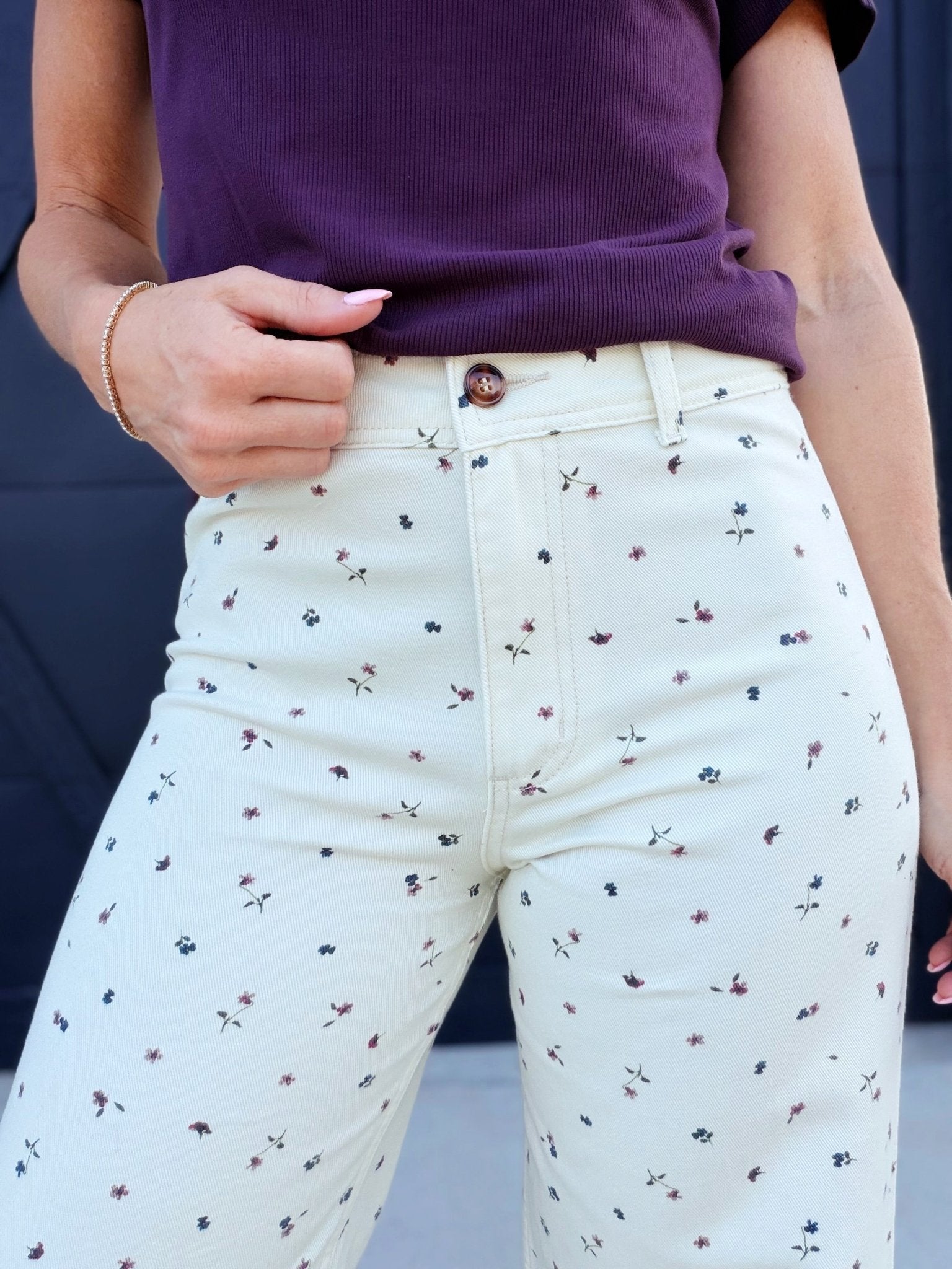 Floral Print Stretch Pants - Infinity Raine