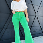 Mineral Washed Twill Pants-Green - Infinity Raine