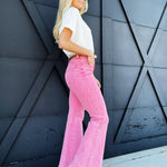 Mineral Washed Twill Pants-Pink - Infinity Raine