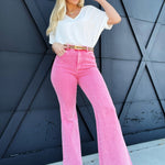 Mineral Washed Twill Pants-Pink - Infinity Raine