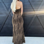Flying Tomato Dresses Metallic Woven Maxi Dress In Gold