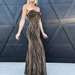 Flying Tomato Dresses Metallic Woven Maxi Dress In Gold
