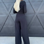Flying Tomato Jumpsuits & Rompers Deep V Jumpsuit In Black