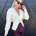Fore Collection Tops - Sweaters Elevated Chic Cardigan In Cream