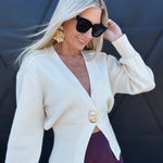 Fore Collection Tops - Sweaters Elevated Chic Cardigan In Cream