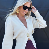 Fore Collection Tops - Sweaters Elevated Chic Cardigan In Cream