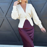Fore Collection Tops - Sweaters Elevated Chic Cardigan In Cream