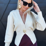 Fore Collection Tops - Sweaters Elevated Chic Cardigan In Cream